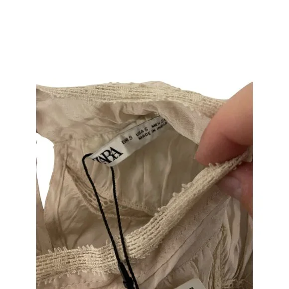 Zara ZW collection Womens Maxi Dress S Pink Lace Halter Crochet 6895/261 NWT - Picture 6 of 16